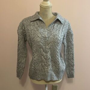 Women's Cable Stitch Polo Sweater super warm size XS